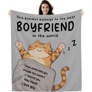 Gray Cat <b>Sleeping</b> Cartoon Nap Flannel <b>Blanket</b> Throw <b>Blanket</b> Nap <b>Blanket</b> Wholesale Machine Washable Fade Resistant - Product Image 3