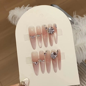Lot de 10 faux ongles de luxe faits main, effet œil de chat, style français, stiletto, à presser, 3D, réutilisables, en acrylique, personnalisables avec votre marque privée - Product Image 5