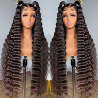Perruque Cheveux Humains Vierges Ondulés Profonds Vietnamiens de 40 Pouces, Densité 250%, Bouclés Birmans et Raides Indiens