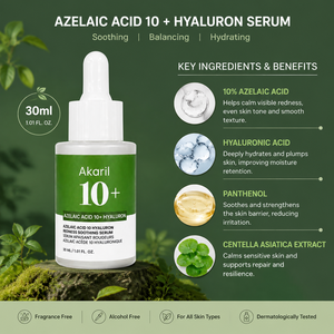 Akaril 30ml Ácido Azelaico 10% Suero Calmante con Ácido Hialurónico para el Enrojecimiento, Tratamiento Antiacné para Granos y Espinillas, Alivio de la Rosácea, Reparación Calmante de la Piel - Product Image 3