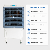 Climatiseur portable de haute qualité, mini refroidisseur d'air, pour la maison, avec un grand réservoir d'eau et une capacité d'humidité