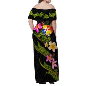 Tonga femme hors épaule longue robe noix de coco dorées imprimer Puletasi vêtements avec quantité de commande minimum robe jupes de <span class=keywords><strong>plage</strong></span> chaude - Product Image 5