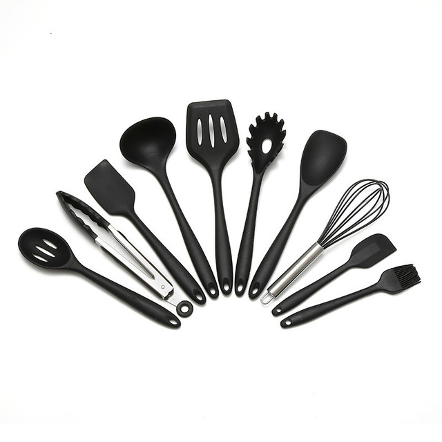 10Pcs Heat Resistant Silicone Kitchen Utensils Set Non-Stick Cooking Tools with Spatula Spoon Ladle & Turner Kitchenware Gadgets