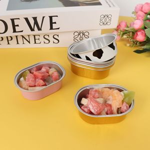 Wholesale Aluminum Foil Oval Cupcake Baking <strong>Cups</strong> with Lids,Ellipse Cupcake Foil Liners <strong>Mini</strong> Cake Containers for Flan Pudding - Product Image 4
