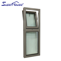 Fenêtre à auvent verticale à triple vitrage certifiée anti-ouragan de Floride Miami avec écran pliable, style à ouverture battante, design à persiennes