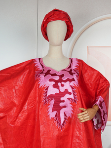 H & D S10688 africano tradicional Rich Bazin <span class=keywords><strong>mujeres</strong></span> vestido rojo mujer de talla grande traje de boda - Product Image 3