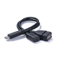 Câble OTG 2-en-1 Type-C avec connecteurs USB-A/USB-C, adaptateur rechargeable PD10W pour le streaming en direct et l'utilisation de cartes son