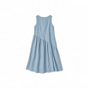 Demana Linen Pleated <b>Patchwork</b> Dress Women Summer Lightweight Loose Round Neck Sleeveless A Line <b>Skirt</b> - Product Image 4