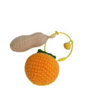 Porte-clés pendentif en crochet Hengmei, motif kaki et cacahuète, ornements moraux pour voiture, porte-bonheur pour la vie - Product Image 4