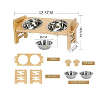 Support de gamelle surélevé réglable en bois pour chien, double gamelle en acier inoxydable pour chien et chat, antidérapant et anti-renversement pour nourriture et eau