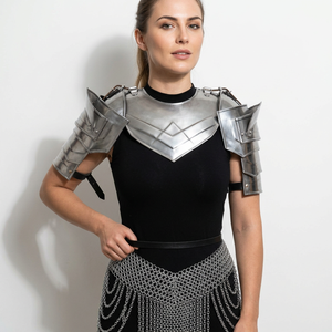 <b>Silver</b> Plated Stainless Steel Armor Set With Chainmail <b>Skirt</b> - Product Image 1