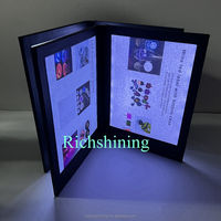 RICHSHINING Menu de table à 3 panneaux pliable et personnalisé avec rétro-éclairage LED pour restaurant