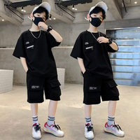 Ensemble de Vêtements pour Garçons, Boutique Enfants, 2 Pièces, Chemise Uni à Manches Courtes et Short Mi-Long, Tenue d'Été pour Adolescents et Enfants