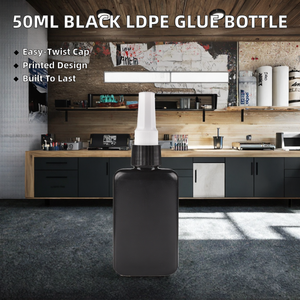 Wholesale 50ml LDPE Plastic Black Color Oval Anaerobic Adhesive Pipe Thread <b>UV</b> Glue Sealing Bottle with Twist Cap - Product Image 2