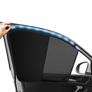 Pare-soleil pour voiture, double couche, magnétique, pour fenêtre latérale, protection solaire, tissu polyester, ajustement universel, impression de logo personnalisable - Product Image 1