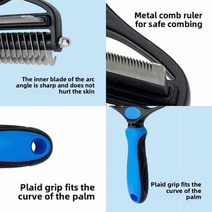 Peigne démêlant et brosse à poils 2-en-1 en acier inoxydable pour chien, pour éliminer les nœuds et les poils flottants - Product Image 2
