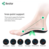 Semelles orthopédiques pour chaussures à voûte plantaire haute, coque rigide en PP, coussin métatarsien, mousse, talon enveloppé en forme de U, inserts en cuir microfibre