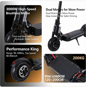 <span class=keywords><strong>Trottinette</strong></span> électrique adulte haute performance longue durée en alliage d'aluminium Roues de 11 pouces Moteur 6000W Double entraînement haute puissance Pliable - Product Image 5