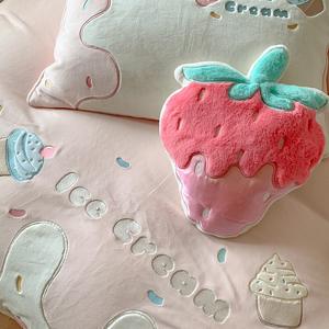 ODM/OEM Cartoon Applique pink Milk Velvet Comforter <strong>Cover</strong> 4pcs Bedsheet Kid' Bedding Set Supplier - Product Image 2