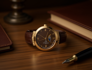 ไฮเอฟ เอ 93 นาฬิกาข้อมือผู้หญิงระบบกลไกพร้อมสายหนังแท้ หน้าปัดทรงกลมสีทอง หน้าปัดอนาล็อก 30 มม. - Product Image 2