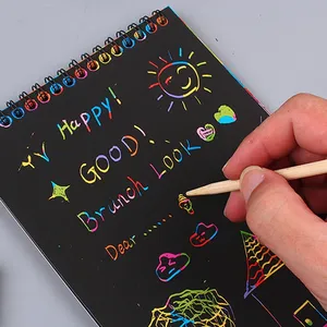 Jumon Custom DIY Rainbow Scratch <b>Book</b> Art Sets Paper Cards with Wooden Tools for Children T-48 - Product Image 4