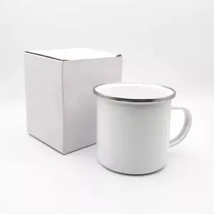 Caneca esmaltada pequena de sublimação em branco personalizada promocional de 4 onças 6 onças 8 onças 9 onças 10 onças com borda de aço inoxidável