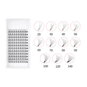 Éventails Préfabriqués 2D 3D 4D 5D 6D 7D 8D 9D 10D 0.05 0.07 0.10MM Courbures C D L M Extensions de Cils Faux à Tige Courte - Product Image 1