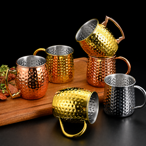 Tasse à Moscow <span class=keywords><strong>Mule</strong></span> Métallique OEM 420ml 550ml avec Texture Martelée, Sans Plomb, avec Poignée, pour Vodka, Bière au Gingembre, Cadeaux de Restaurant - Product Image 1