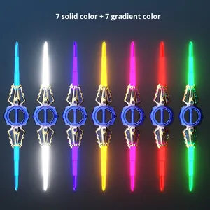 Sabre laser rétractable à double tranchant Glow - Rotation du poignet, lumières laser changeantes de couleur, jouet rotatif cool pour soulager le stress - Product Image 4