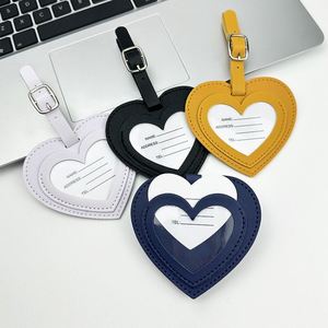 Étiquettes de bagages de voyage personnalisées en forme de cœur avec logo, en PU tendance, pour cadeaux de mariage - Product Image 2