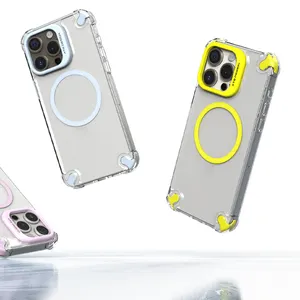 Draadloos Opladen Telefoonhoesje Doorzichtig Magnetisch Telefoonhoesje Airbag Schokbestendig Telefoonhoesje Voor Iphone 15 Pro Max