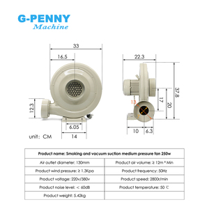 Ventilateur centrifuge à moyenne pression G-Penny électrique AC 250/370/550W 220V/380V avec pales en plastique - Product Image 2