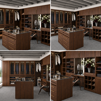 Système de dressing de luxe avec finition grain de bois, penderie intégrée et coiffeuse pour chambre à coucher