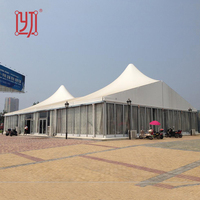 Tente de réception commerciale sur mesure 30x100m 40x100m à double pignon haut pour mariages en extérieur