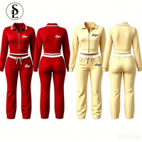 Ensemble de survêtement femme Y2K personnalisé avec logo, haut à col polo colorblock à manches longues et pantalon, 2 pièces, vêtements de détente, vêtements de sport pour femme