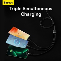 Câble de charge rapide Baseus Flash Series 2, un pour trois, Type-C vers M+L+C, 100W, 1,5m, noir, bleu, violet, en stock
