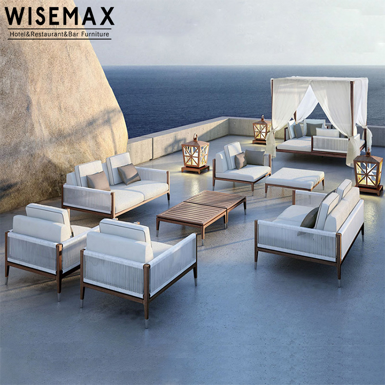 Набор уличных обеденных столов из ротанга, плетеные наборы мебели для патио, водонепроницаемые наружная мебель для гостиничного проекта