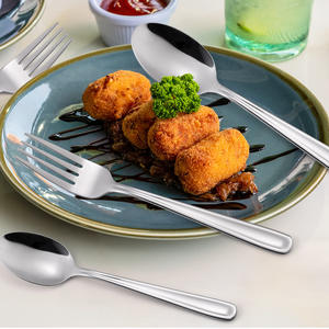 Para <span class=keywords><strong>Amazon</strong></span>, juego de vajilla de acero inoxidable negro, bistec occidental, cuchillo dorado para el hogar, tenedor, cuchara, mango pulido de espejo grueso, Moderno - Product Image 3