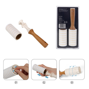 Masthome Bamboo Handle Viscosity Sticky Paper Pet <strong>Floor</strong> Clothes White Professional Household Lint <strong>Roller</strong> - Product Image 5