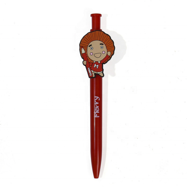 Professional Student Stationery 2D Soft PVC Charm Rubber Finish Coated Custom Characters Logo Ballpoint Gel Cute Cartoon Pens