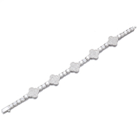 De Trendy Chic Fine Jewelry Argent Sterling 925 Glacé VVS1 Full Moissanite Bracelet Feuille Fleur Tennis Bangles