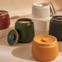 Neuankömmling Geschenk Handwerk gesprenkelte Glasur Keramik Kerzen gefäß Wohnkultur einzigartige Kerzen gläser mit Deckel in loser Schüttung