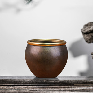 Pot à crapaud doré en laiton, ornement rond Feng Shui, décoration de bureau, cadeau de bureau, porte-bonheur, attirant la richesse - Product Image 1