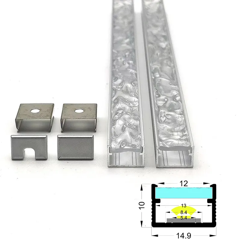 LED Strip ánh sáng hồ sơ chiếu sáng kênh nhôm với sóng nước PC khuếch tán 15 sơn tĩnh điện 80 đèn chùm màu đen vòng tròn màu đen