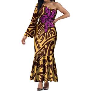 Stile polinesiano singolo Off-spalla abito da ballo a manica lunga Bodycon abito da sera donna tropicale abito da festa basso MOQ - Product Image 3