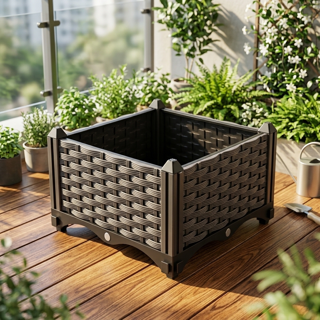Indoor & Outdoor Plastic Vegetable & Flower Planter Box with Drainage Tray