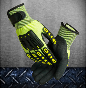 Guantes de trabajo de seguridad resistentes al impacto, Palma de nitrilo arenoso, 13G, TPR, EN388, 4542 ANSI, A5 - Product Image 4