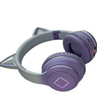 Vente en gros Casque supra-auriculaire Casque de jeu sans fil à LED pour filles Écouteurs bluetooth lumineux à oreilles de chat