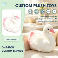 Peluche Cygne Blanc Personnalisée avec Plumes Roses Douces, Animal en Peluche, Poupée Oiseau, Décoration de Chambre d'Enfant, Cadeau d'Anniversaire pour Filles