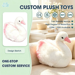 Peluche <span class=keywords><strong>Cygne</strong></span> Blanc Personnalisée avec Plumes Roses Douces, Animal en Peluche, Poupée Oiseau, Décoration de Chambre d'Enfant, Cadeau d'Anniversaire pour Filles - Product Image 1